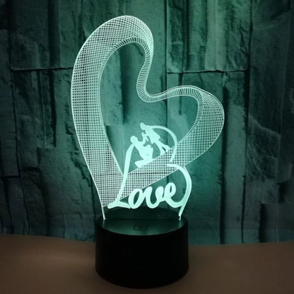 3D LED colourful night light with black base, acrylic shade, and touch/remote controls
