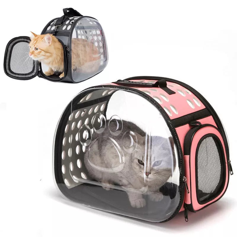 Portable breathable pet backpack with transparent design for cats and dogs