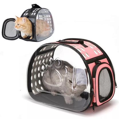 Portable breathable pet backpack with transparent design for cats and dogs
