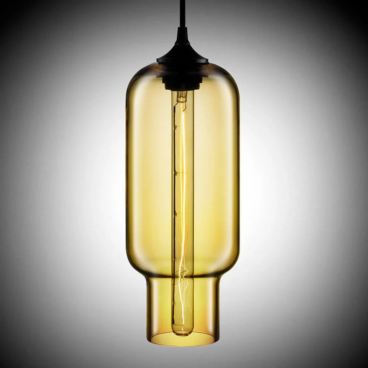 Nordic Modern Loft Pendant Lamp with adjustable height and glass body in various colors
