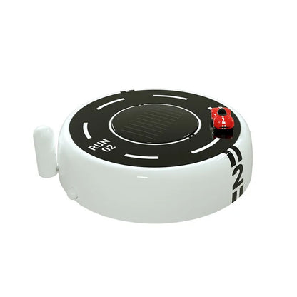 Round car-shaped solar aromatherapy decoration in black colour with USB charging cable