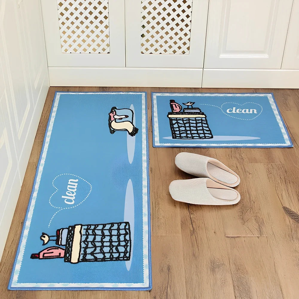 Kitchen non-slip mat with 10mm thickness showing textured surface and water-absorbent sponge lining