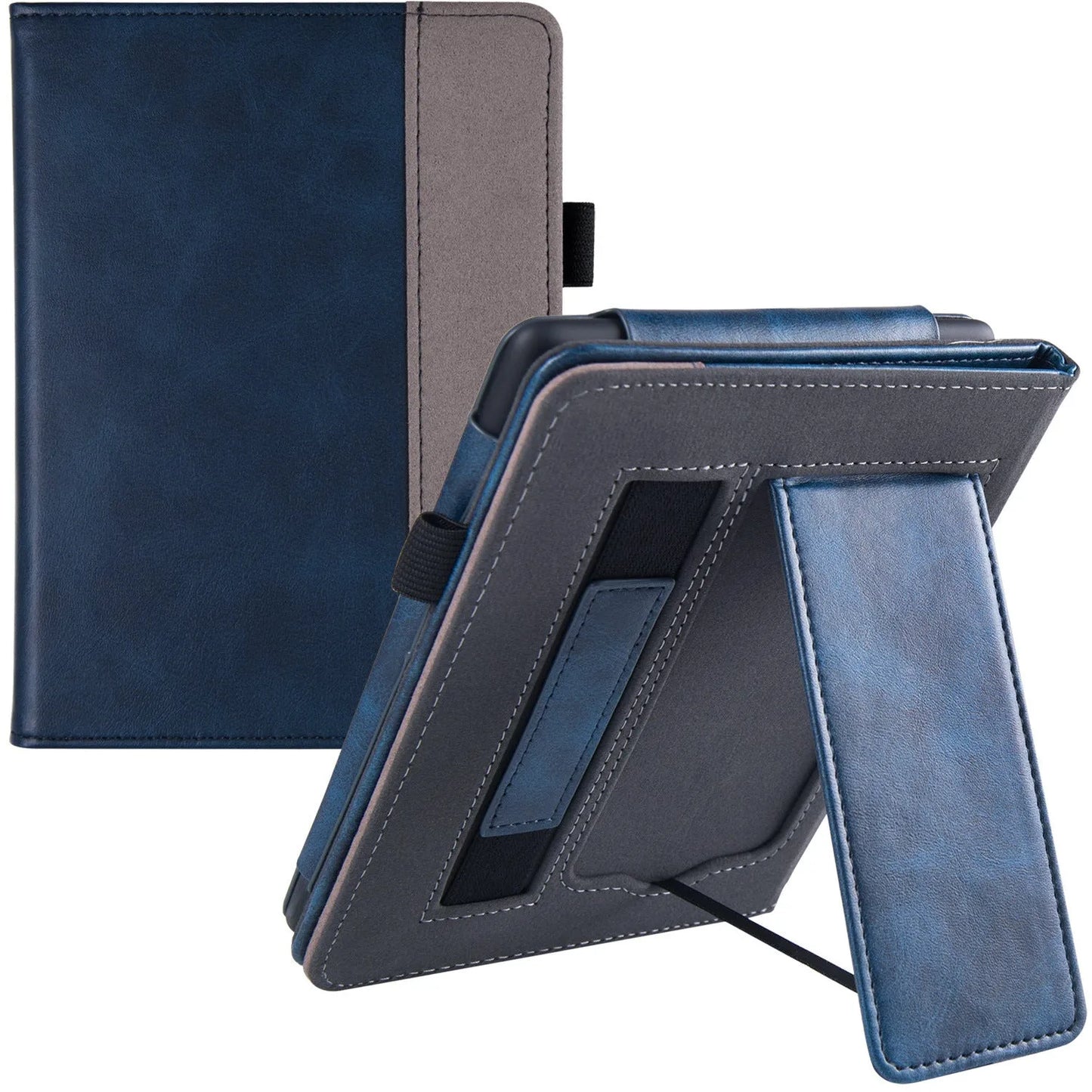 Leather case with wrist splint bracket for Kindle Paperwhite 5 e-reader in various colours and designs