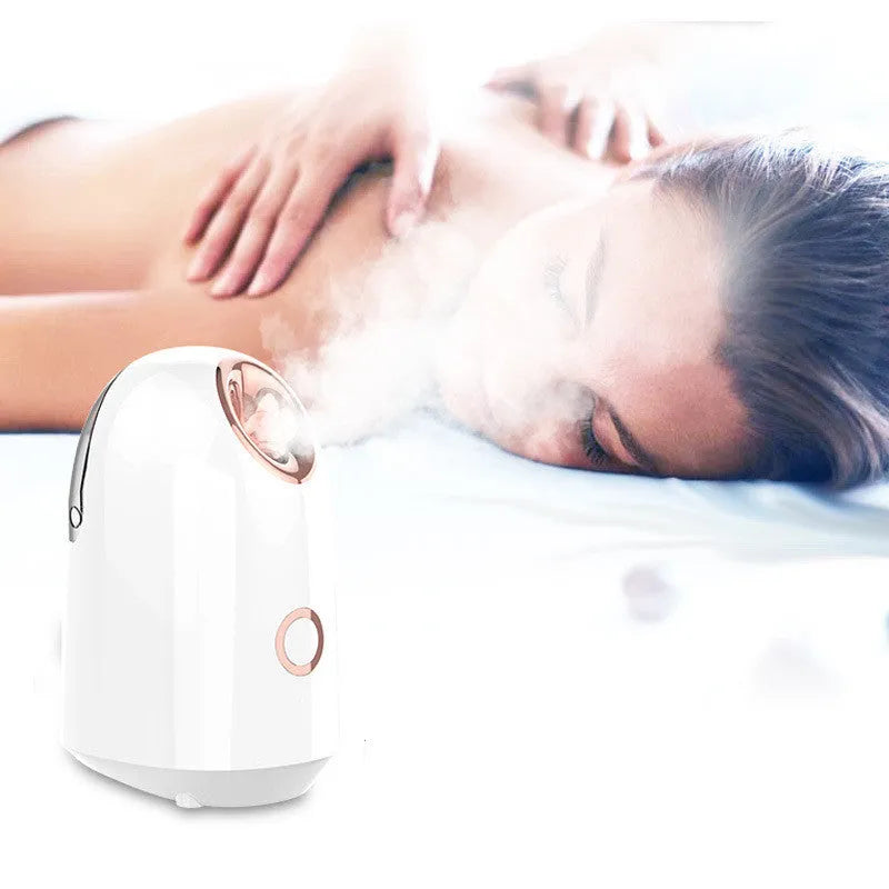 Steam Facial Spray Hydration Apparatus 220V 280W Thermal Mist Face Steamer with 150ml Water Tank and Negative Ions for Home Spa Skincare and Pore Cleansing in White
