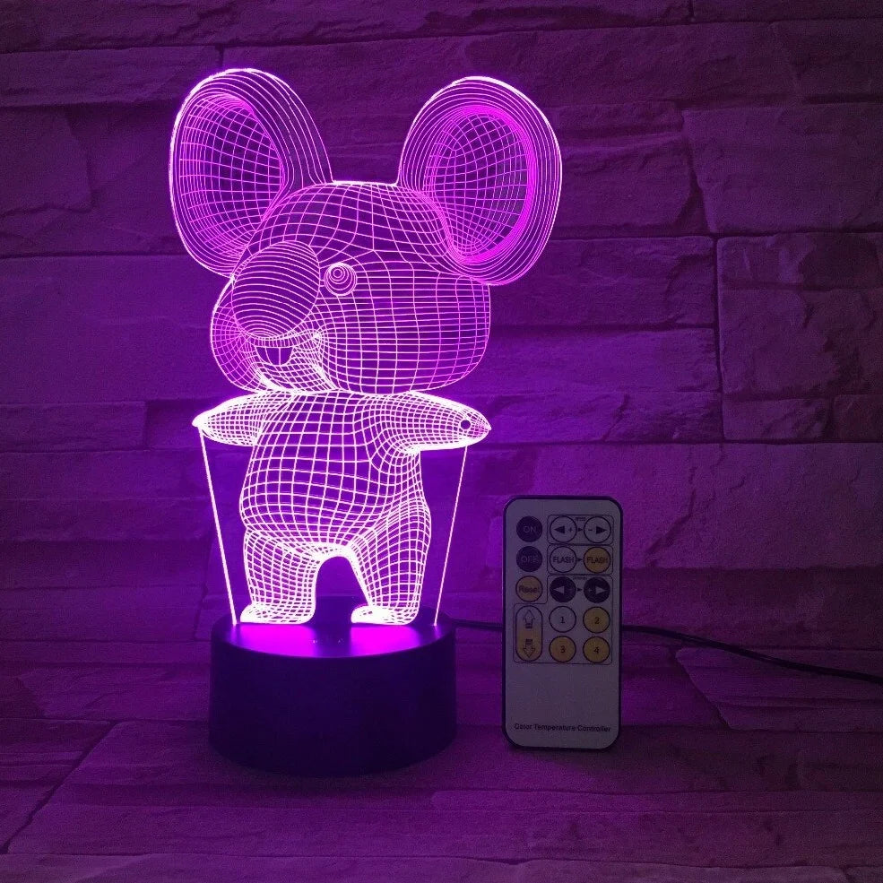 Koala night light with seven colour options and compact 87x87x42mm base
