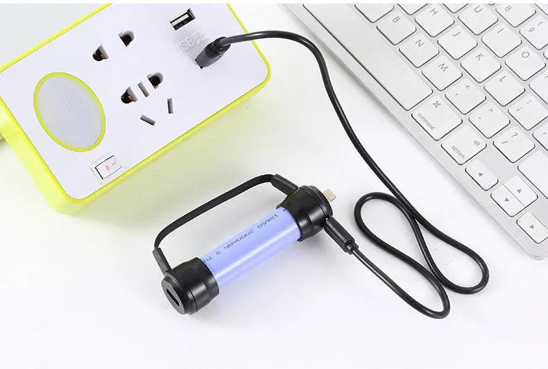 Mini keychain emergency charger for mobile phones with 18650 lithium battery compartment