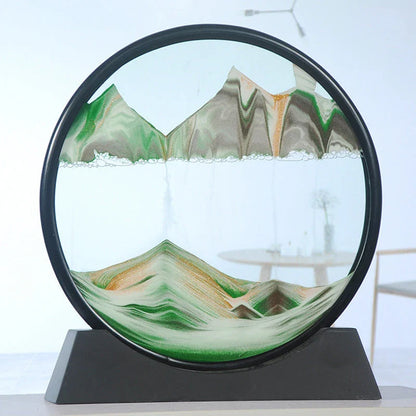 Mesmerizing Quicksand Art: A captivating glass craft featuring the fluid, colorful movements of sand