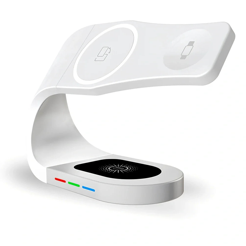 Three-in-one wireless magnetic suction bracket showing black finish and compact design