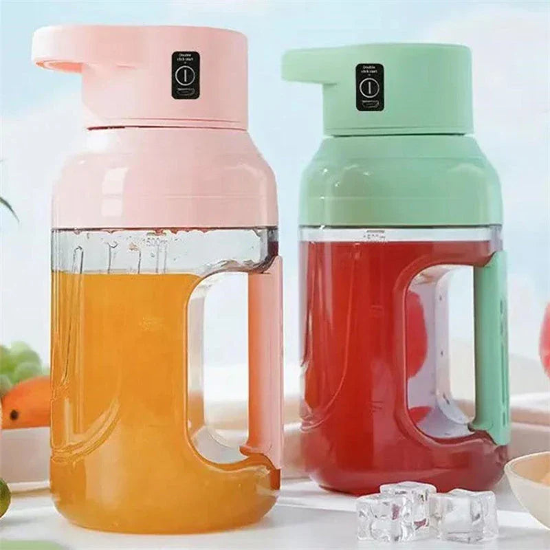Portable Electric Juicer with Double-Handled Design, Large 50oz Capacity, and USB Charging for On-the-Go Convenience