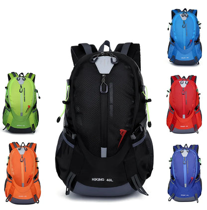 16-inch mountaineering backpack in multiple colours with double shoulder straps and open pocket