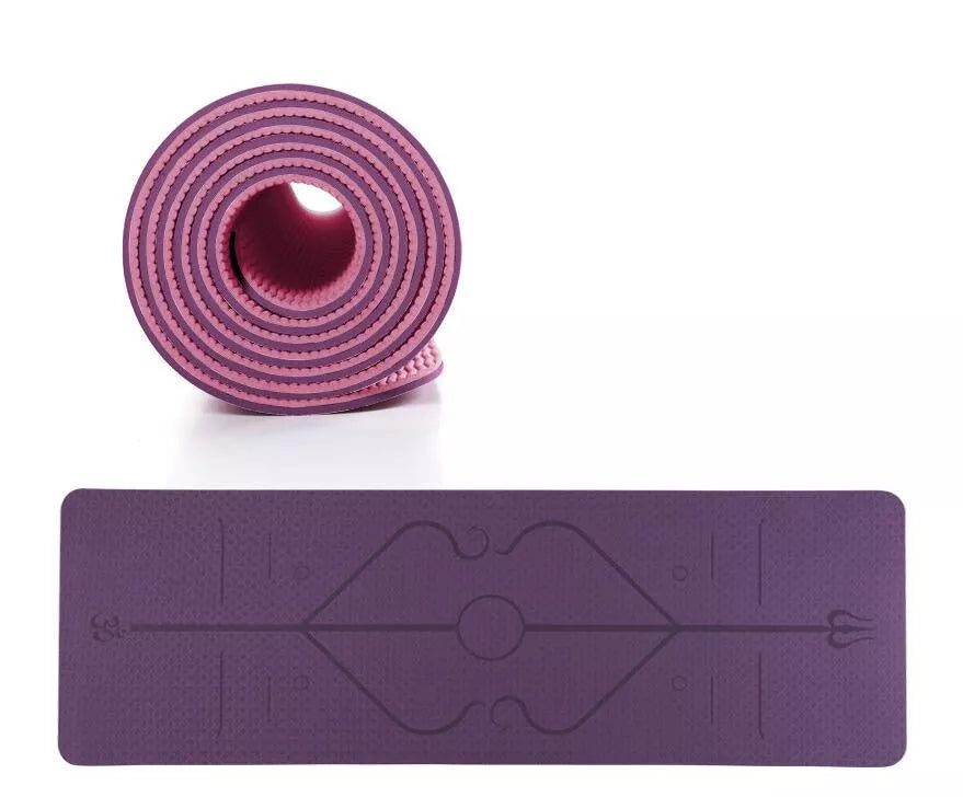 Women's TPE Yoga Mat with non-slip surface in stripe pattern, available in multiple colors and thicknesses