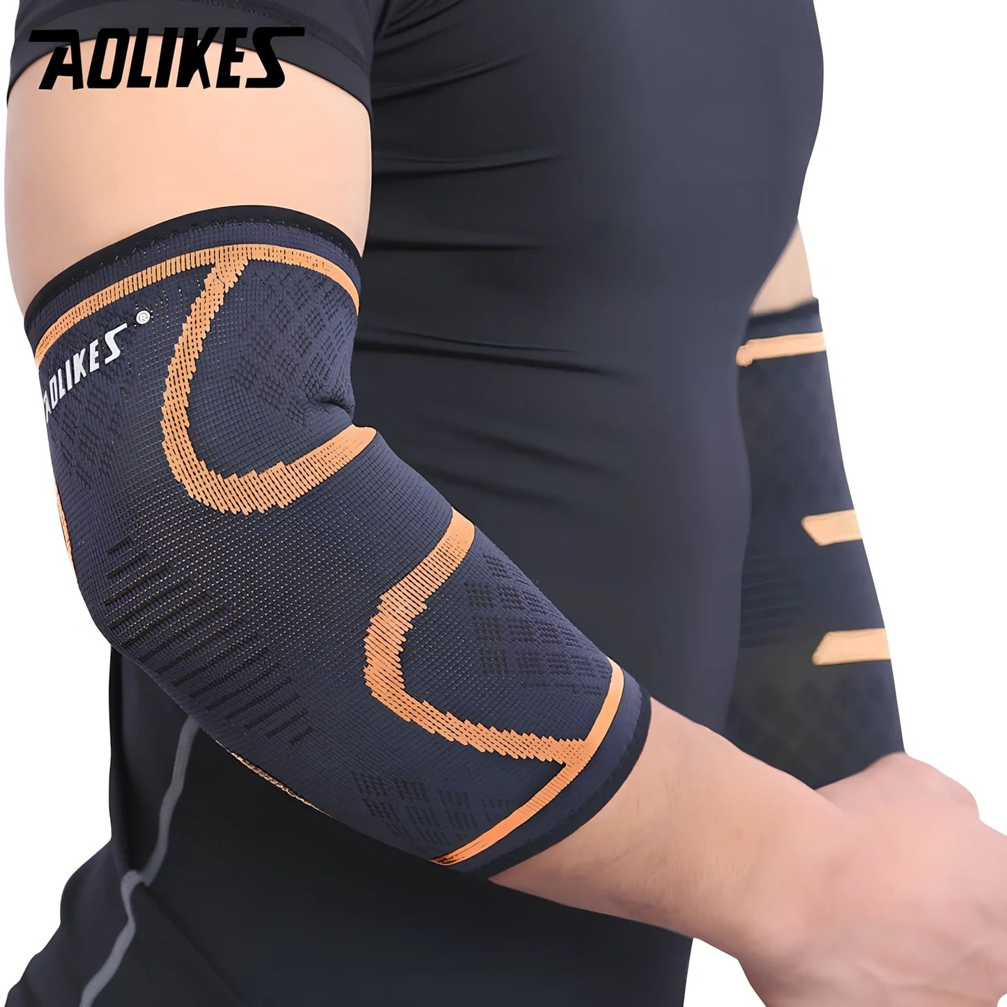 AOLIKES black elbow support with latex silk lining for basketball and volleyball sports compression