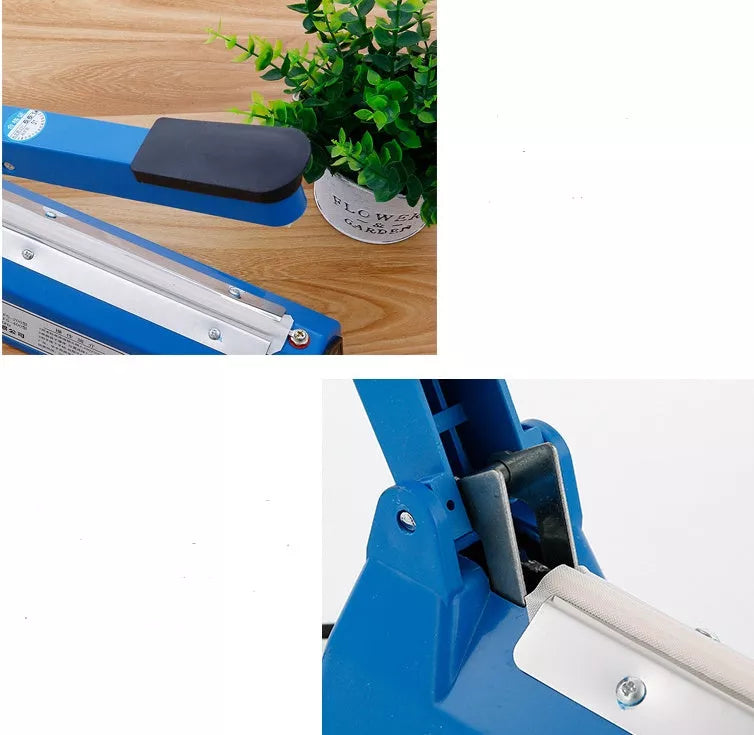 Manual heat sealing machine in blue for sealing plastic and foil bags