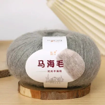 Mohair scarf DIY kit with wool ball and hand-weaving instructions for 180cm spring accessory