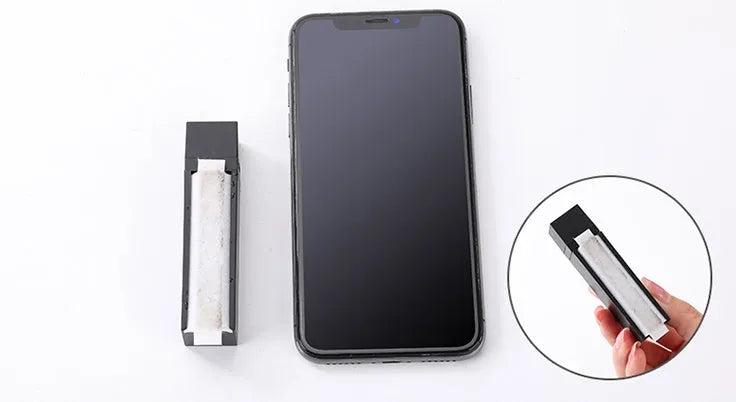 Black case containing 40 disposable screen cleaning sheets for mobile phones and tablets