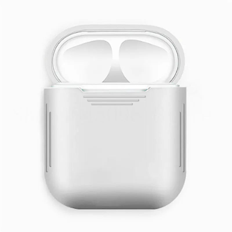 Silicone shockproof protective case for Apple AirPods in various colours with anti-lost rope.