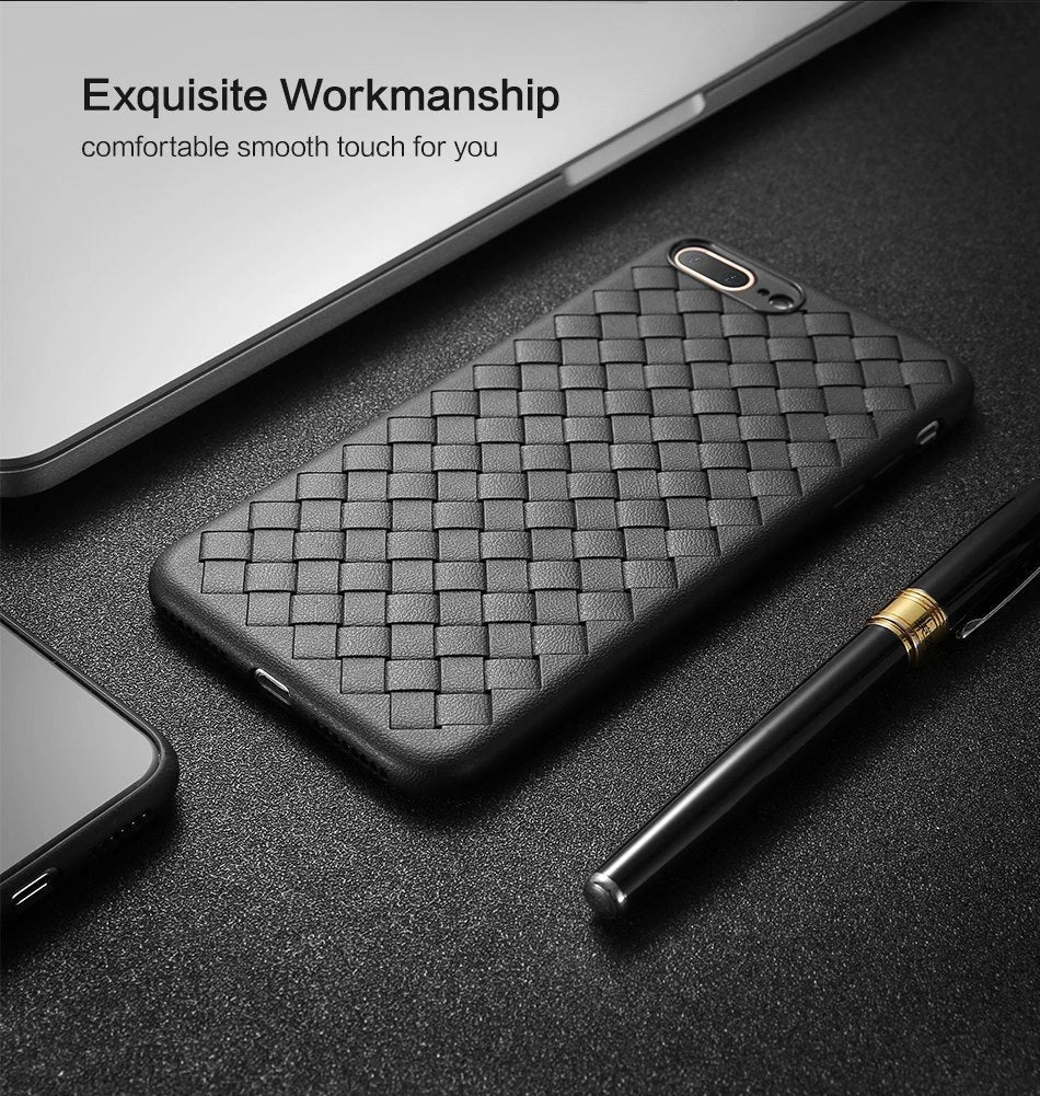 Stylish and protective iPhone phone case with a unique grid-weave design for enhanced airflow and cooling