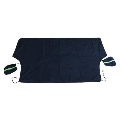 Car windshield snow cover 210x120cm black and silver waterproof polyester taffeta with reflective warning bar and four magnets