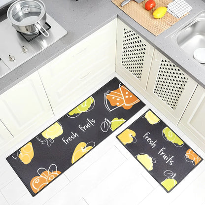 Kitchen non-slip mat with 10mm thickness showing textured surface and water-absorbent sponge lining