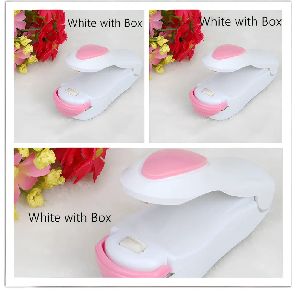 Mini hand pressure heat sealing machine measuring 10cm with magnetic base for plastic bag food preservation