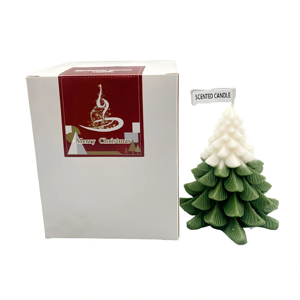 Christmas tree scented soy wax candle with lead-free cotton wick in cylindrical shape, multiple size options available