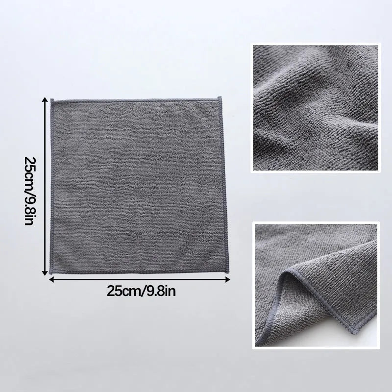 25x25cm grey microfiber kitchen cleaning cloth for oilproof pot and bowl cleaning