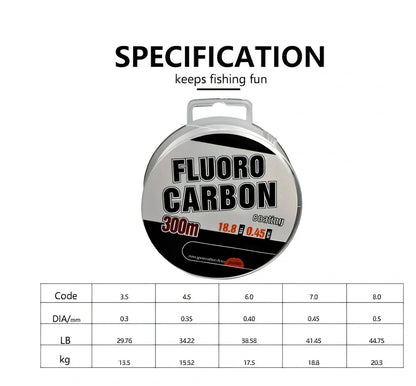 Fishing nylon main line spool with 0.30mm to 0.50mm diameter options and 50m length