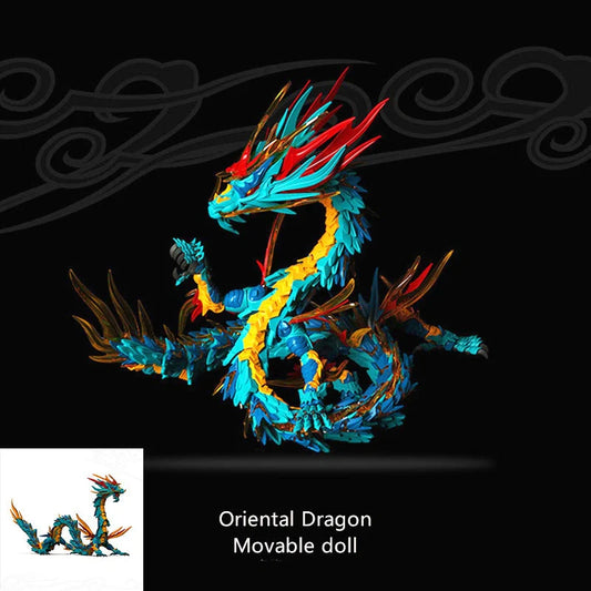 Oriental Blue Dragon PVC Classic Mountain And Sea Assembling Model, Movable Toy