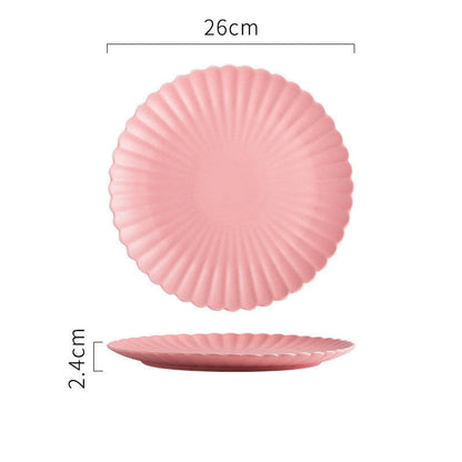10-inch solid-color ceramic plate for fruit, cake, and steak serving