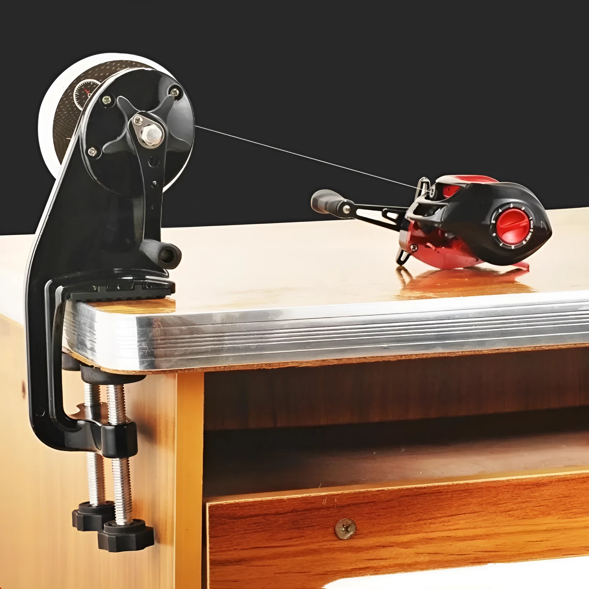 Fishing line cable winder with extension shaft for portable line management