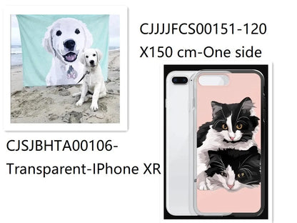 Custom flannel blanket with personalised design beside matching transparent TPU phone case