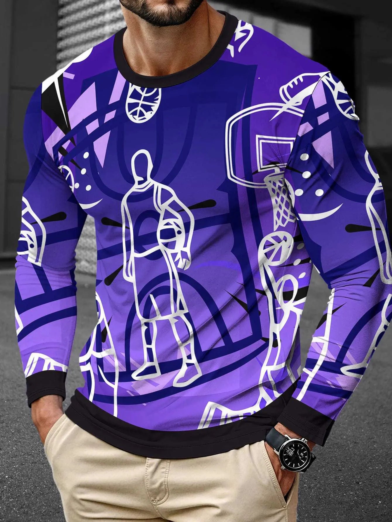 Men's long sleeve milk silk pullover in round neck style showing multiple colour options
