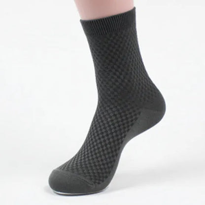 Men's bamboo fibre business socks with small square pattern in five colour options