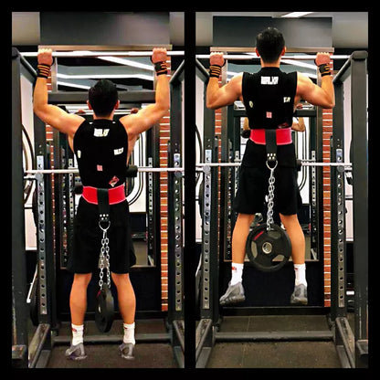 Leather weight lifting belt with chain ring for power training in various colors