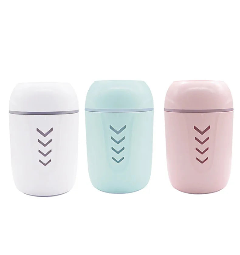 X3 model portable columnar humidifier in blue, with USB cable.