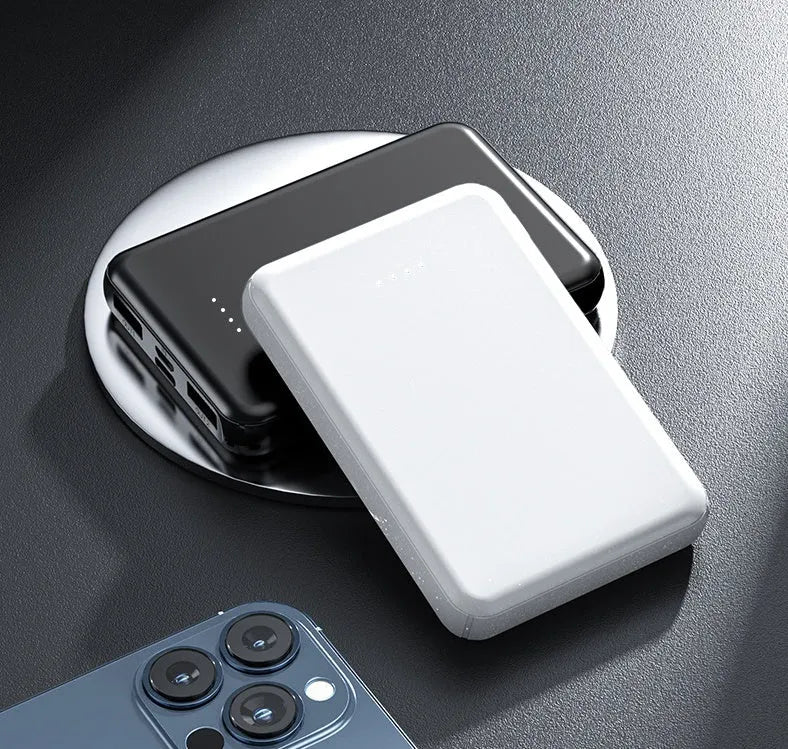 Black electric heating vest power bank with PC shell measuring 97x64x14mm