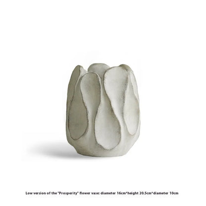 Handcrafted irregular ceramic vase with asymmetrical shape made from magnesium clay for flower arrangements