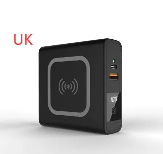 Super QI Wireless Charging Treasure PD20W Fast Power Bank showing integrated plug design and wireless charging surface