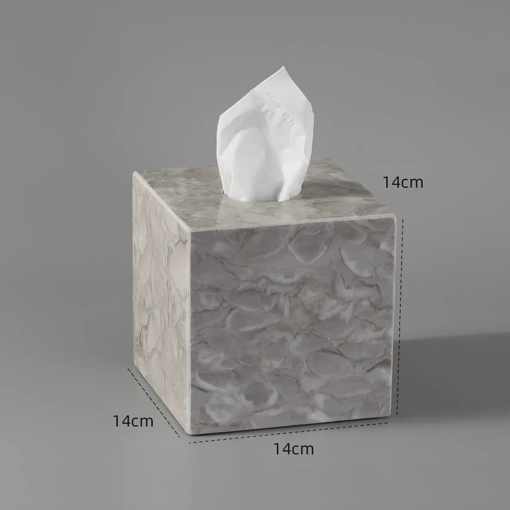 Bawang flower marble bathroom set with tissue box, 30x20cm tray, and lotion bottle in white veined stone