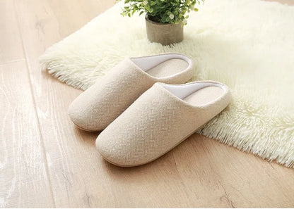 Men's black cotton indoor home slippers with soft anti-skid sole, 260mm to 290mm lengths