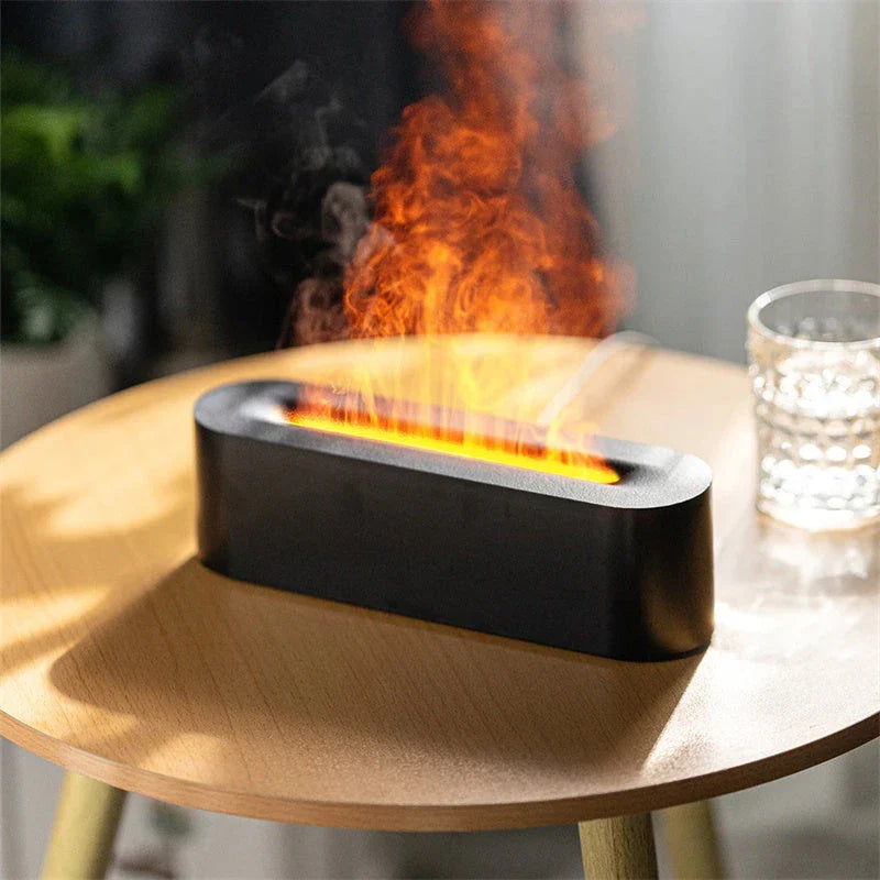 Soothing Aroma Diffuser with Flame-Like LED Lighting and Ultrasonic Humidification