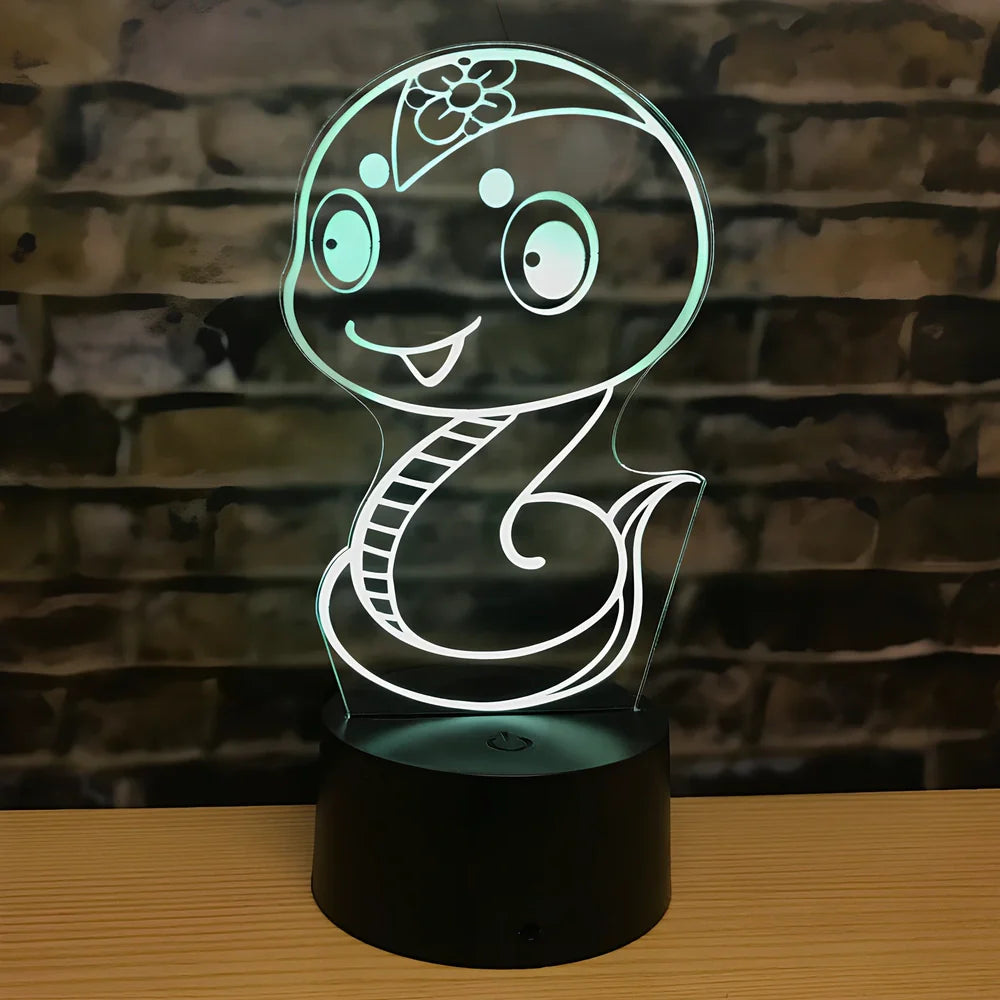 Zodiac LED night light with touch control showing dragon design and seven colour illumination options
