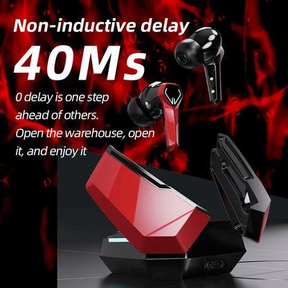 E-sports wireless in-ear Bluetooth headset with digital display, breathing light, PC ABS body, silver red yellow or white