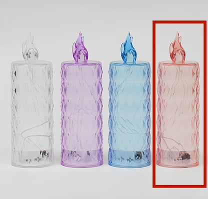 LED electronic candle light in transparent colour with diamond pattern, 15cm height