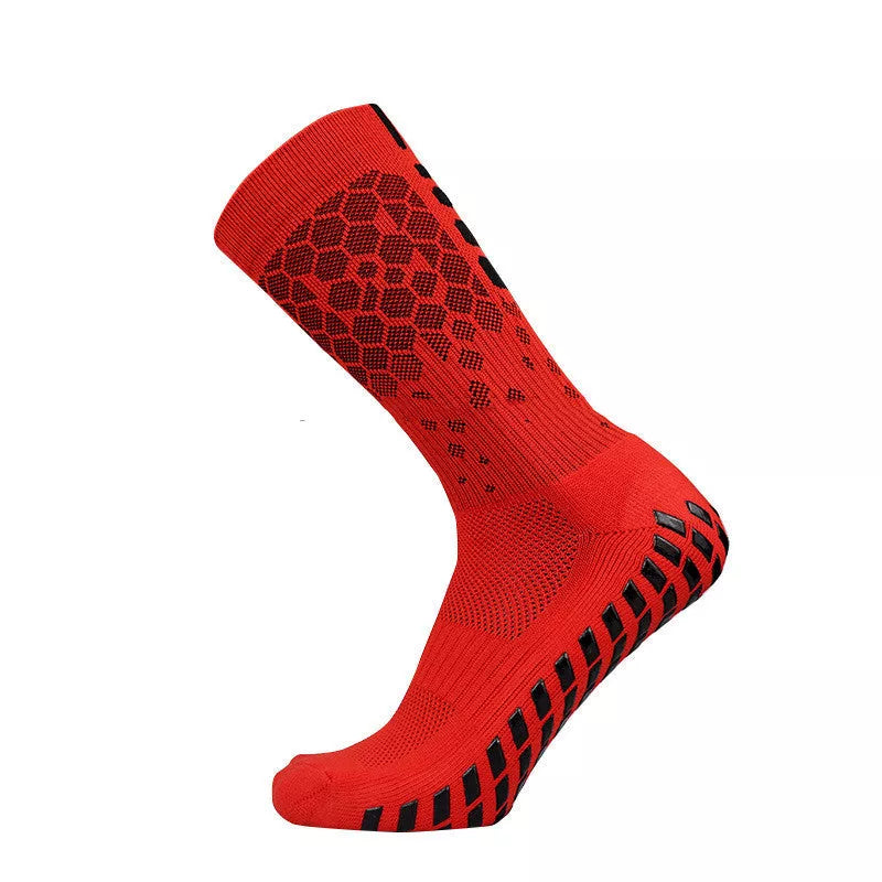 Non-slip soccer socks in various colors, designed for competition and training