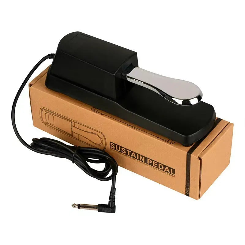 Single-leg sustain pedal for keyboards, 635.2mm long, made of black ABS plastic