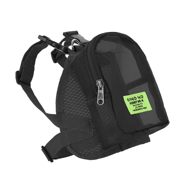 Blue breathable dog backpack with mesh panels and adjustable straps for pet transport