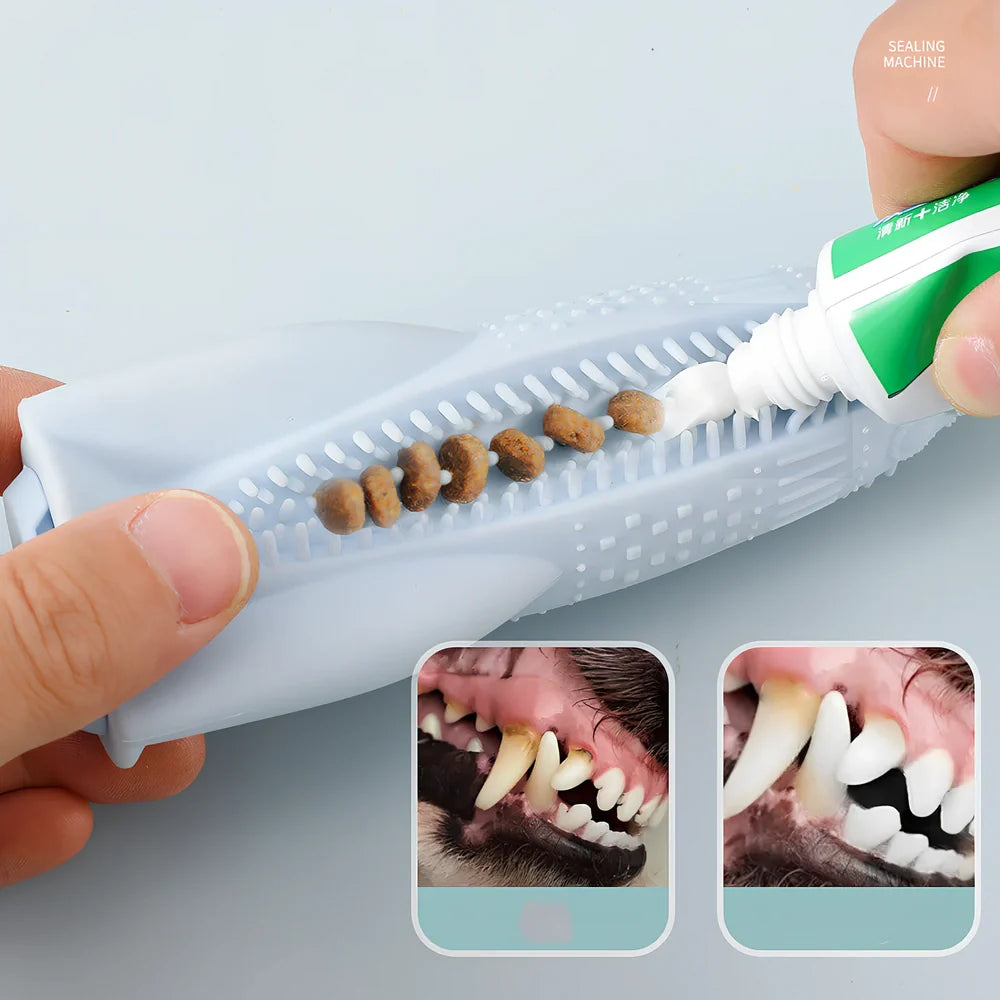 Rocket shaped dog teething stick measuring 15cm long in solid sky blue colour