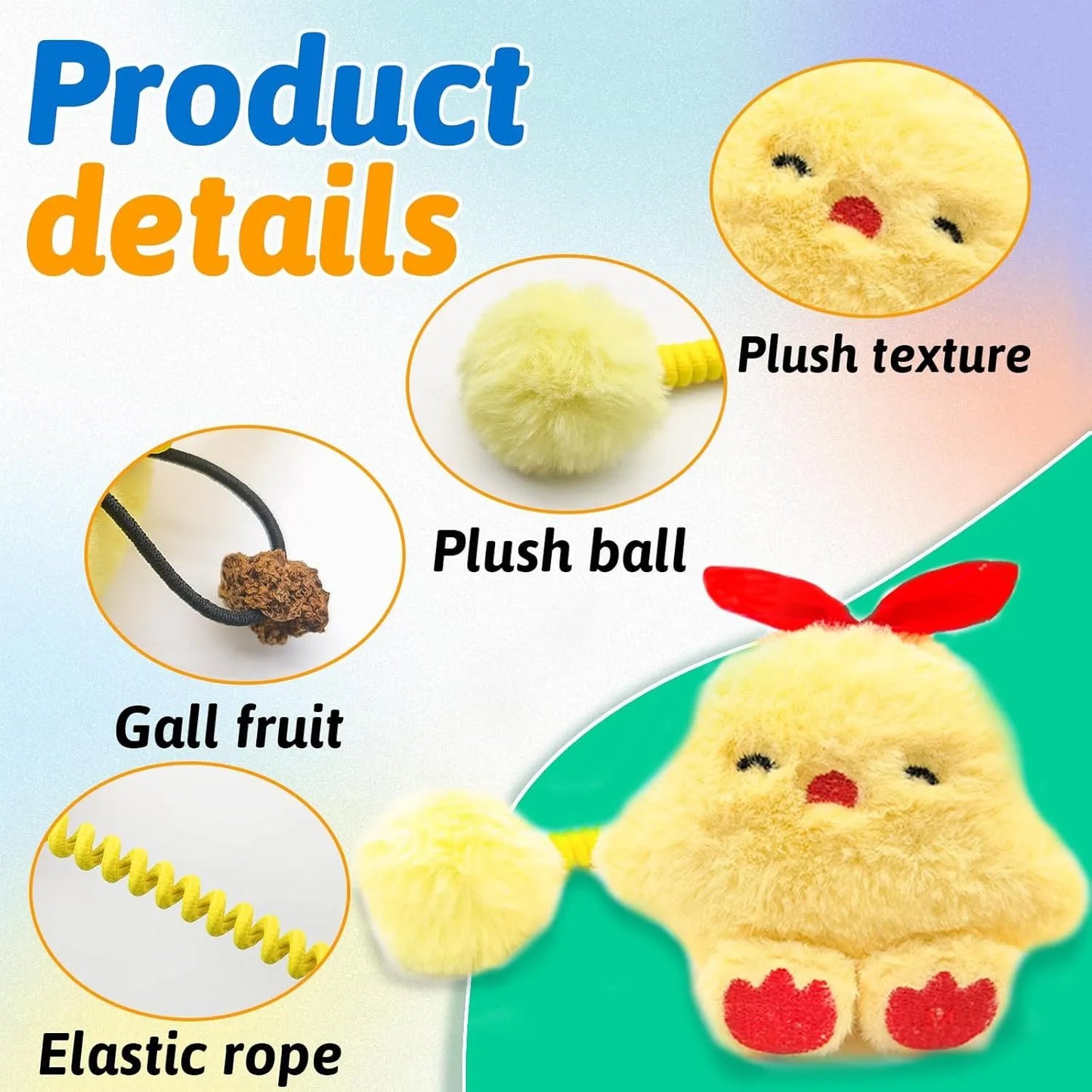 Set of plush animal cat toys with silvervine fruit, a long flexible spring, and a fuzzy ball for interactive play.