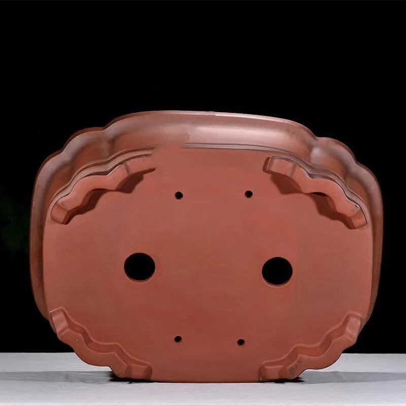 Chinese-style antique finish purple clay flowerpot measuring 71cm long by 54cm wide by 23cm high
